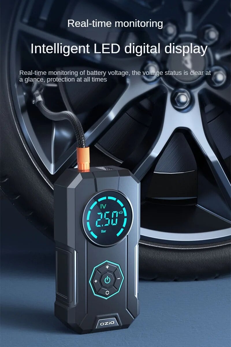 All-in-One Solution! Rechargeable Portable Air Pump, Inflates Tires, Balls & Air Beds