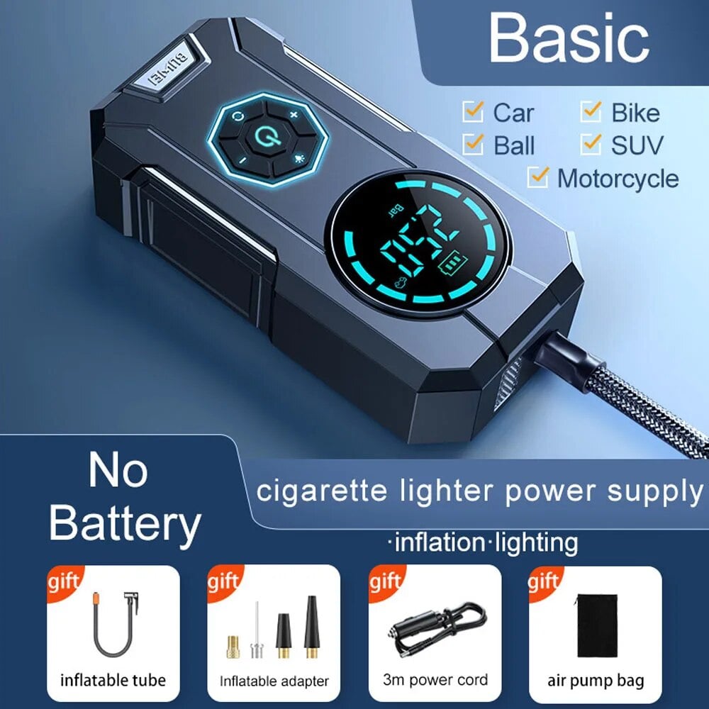 All-in-One Solution! Rechargeable Portable Air Pump, Inflates Tires, Balls & Air Beds